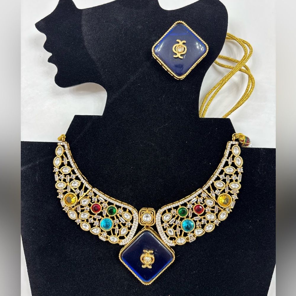 Navy Blue Necklace Set indian